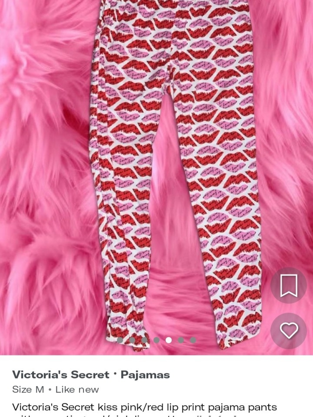 Victoria's Secret Pink and Red Lip-Print Kids Leggings
